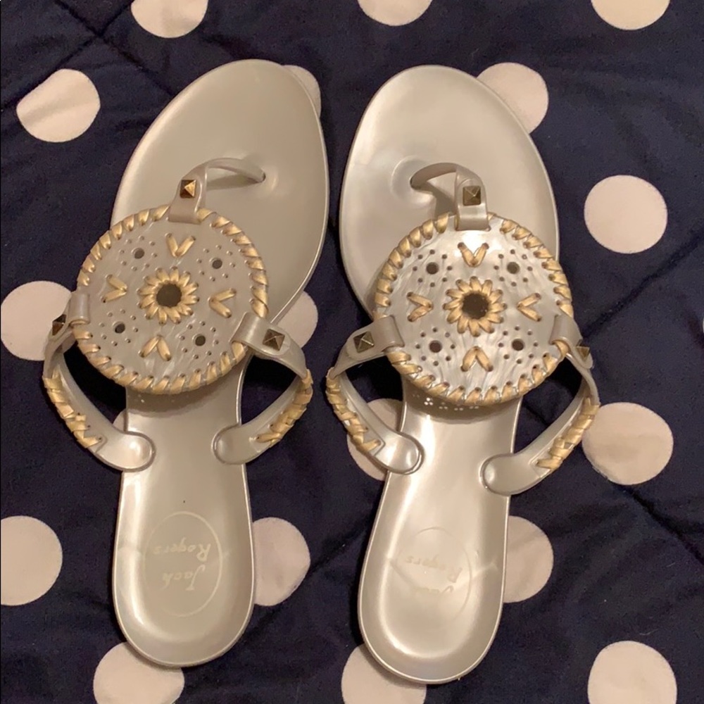 Silver and gold jelly jack rogers